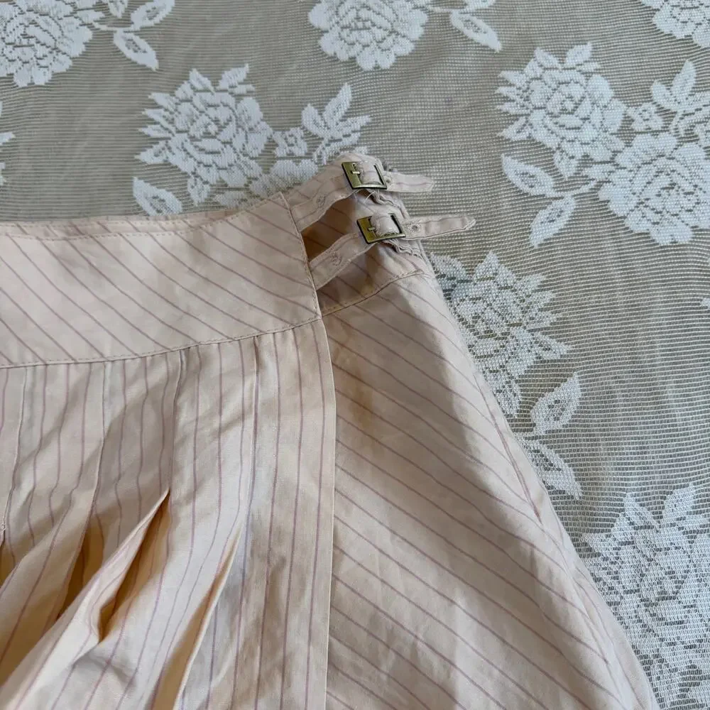 Zara Pink Pinstripe Pleated Mini Skirt Size XS